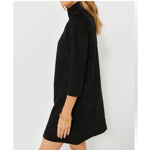 Tuckernuck Elegant Black Clifton Long Sleeve Suede Dress - Picture 2 of 7